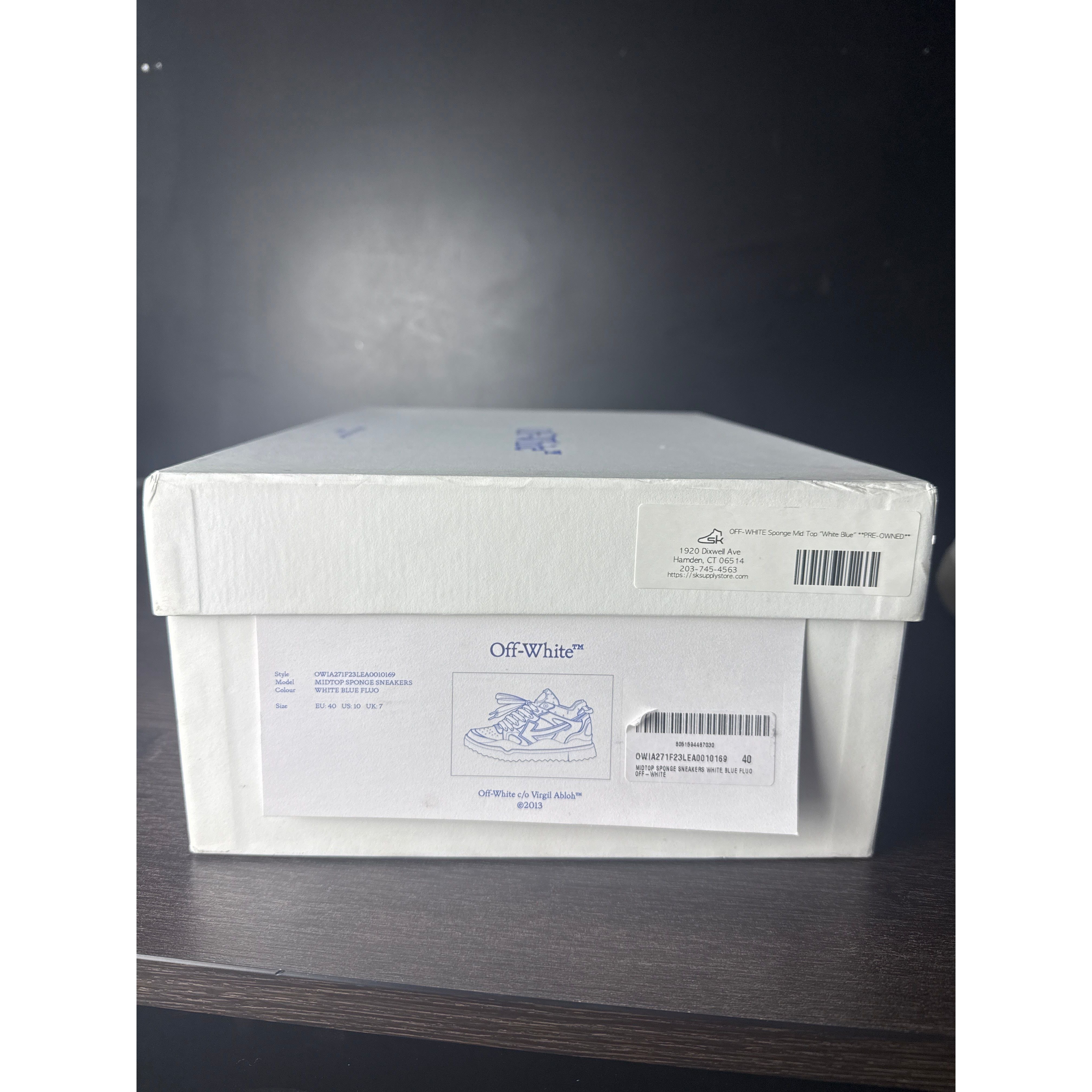 OFF-WHITE Sponge Mid Top "White Blue" **PRE-OWNED**