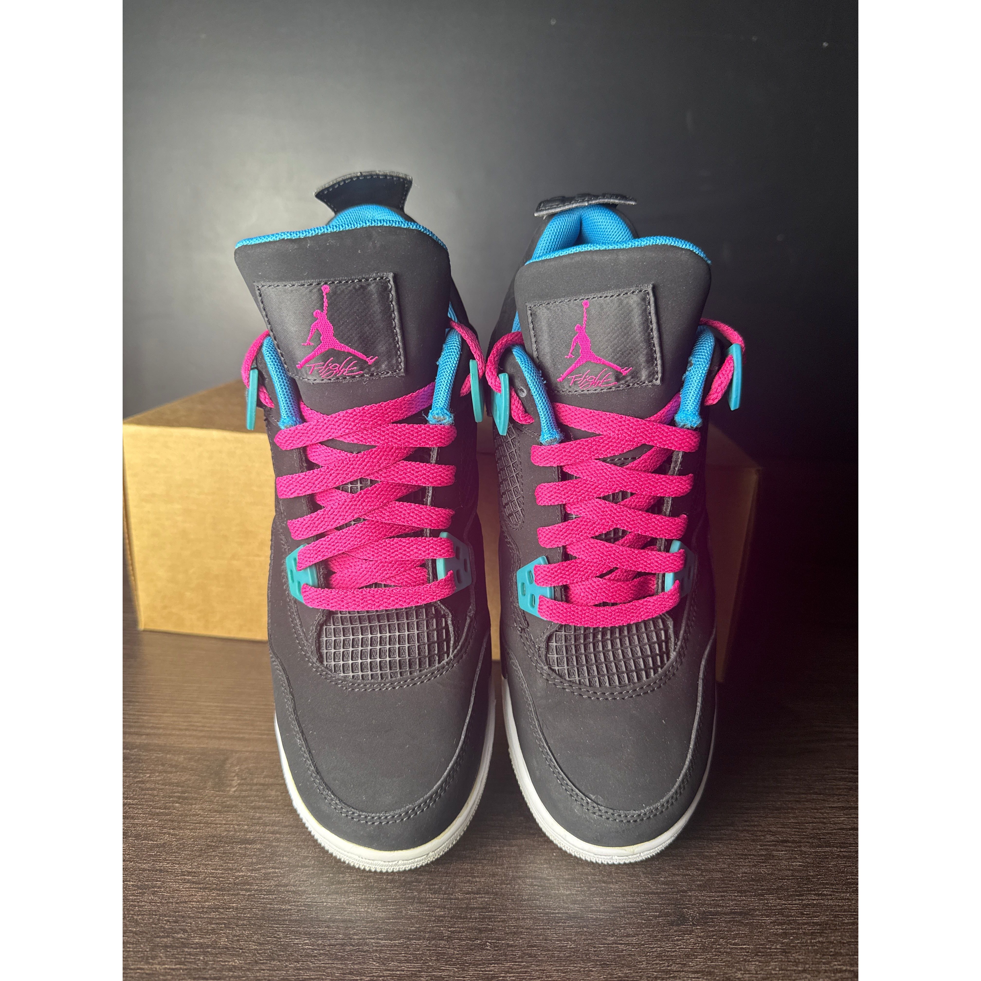Air Jordan 4 Retro "Black Vivid Pink Dynamic Blue" (GS) **PRE-OWNED** REP. BOX