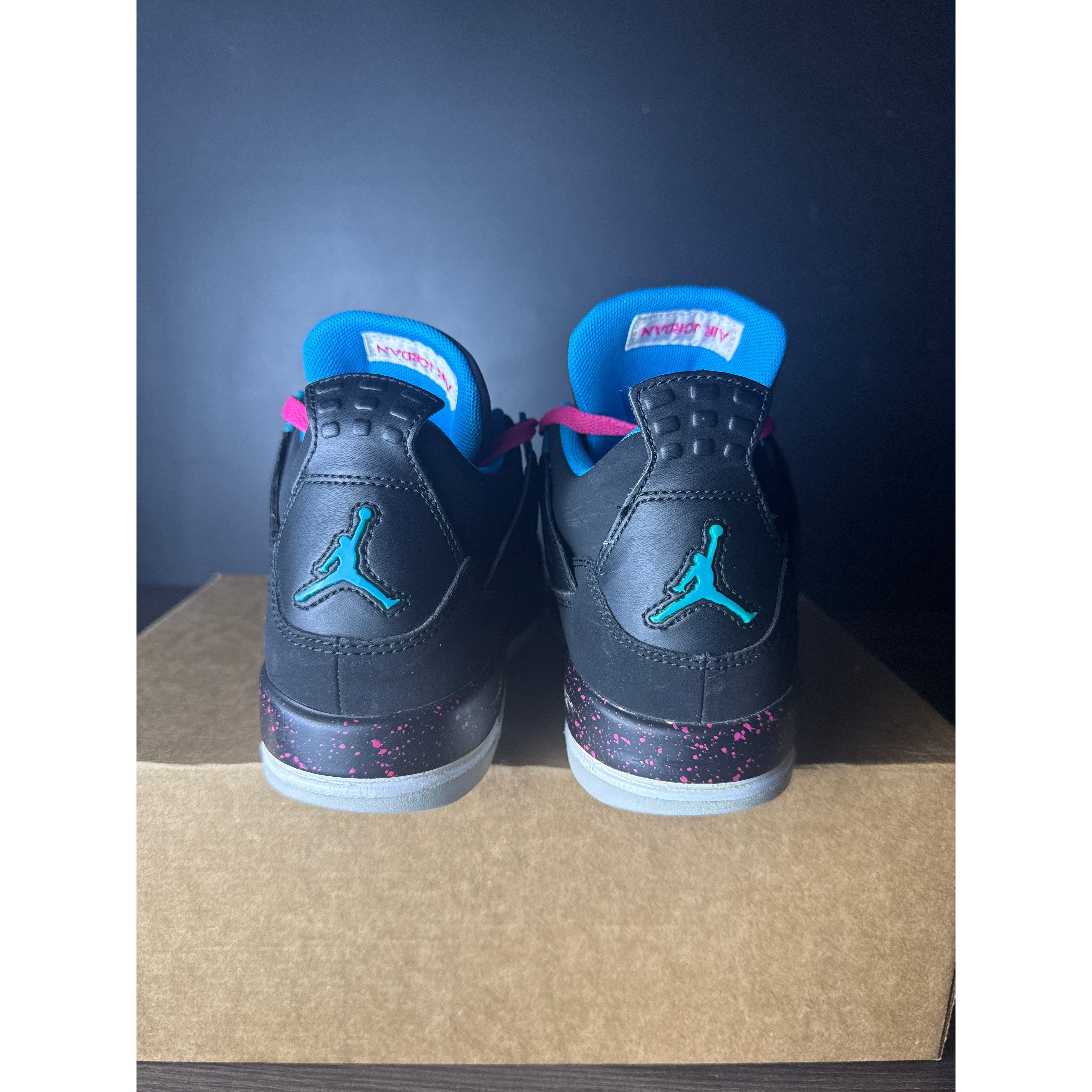 Air Jordan 4 Retro "Black Vivid Pink Dynamic Blue" (GS) **PRE-OWNED** REP. BOX
