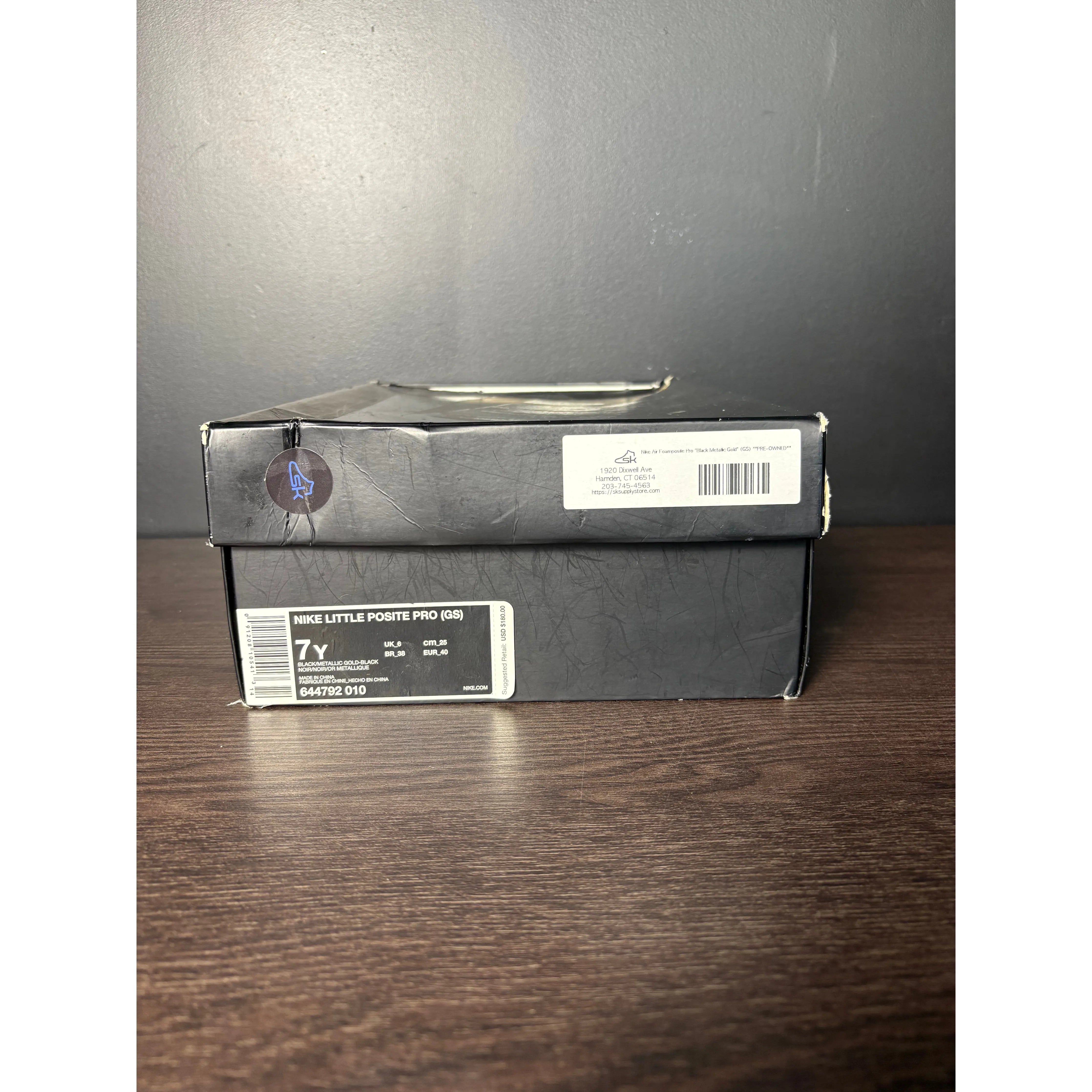 Nike Air Foamposite Pro "Black Metallic Gold" (GS) **PRE-OWNED** NO BOX