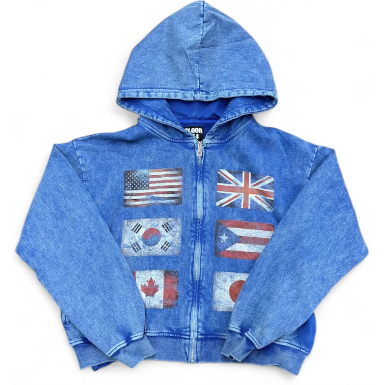 Floor 914 "Flags" Zip-Up Hoodie (Blue)