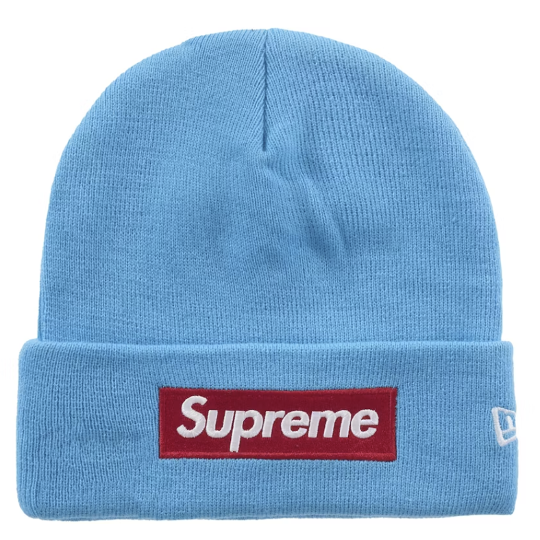 Supreme x New Era "Box Logo" Beanie (FW25) (Cyan)