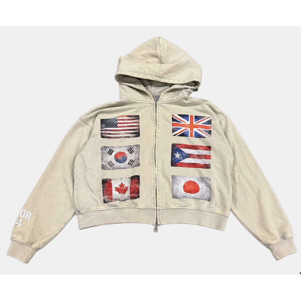 Floor 914 "Flags" Zip-Up Hoodie (Grey)