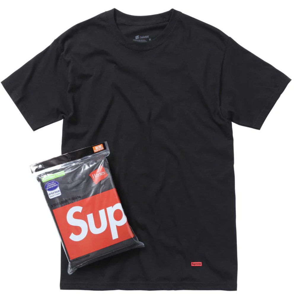 Supreme x Hanes Tagless tees (3 Pack) (Black)
