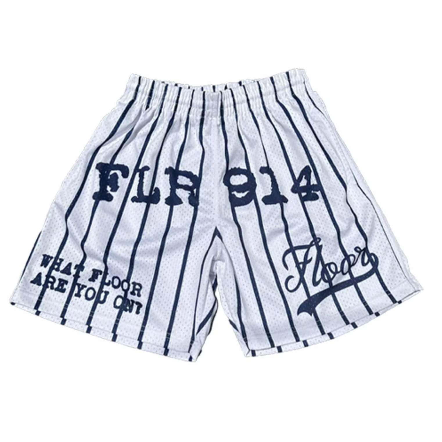 Floor914 "Pinstripe" Mesh Short (White/Navy)
