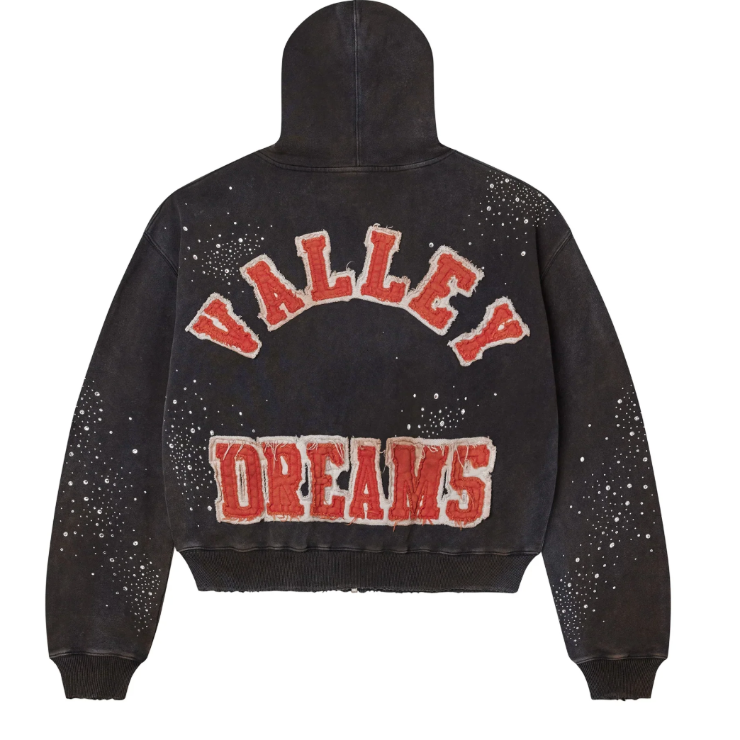 Vale "Pluto Cluster" Black Rhinestone Zip-Up Hoodie
