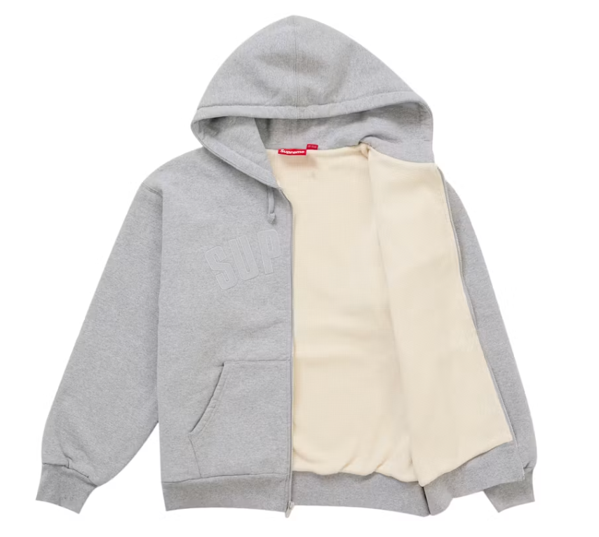 Supreme "Arc" Thermal Lined Zip Up Hooded Sweatshirt (FW26) (Grey)