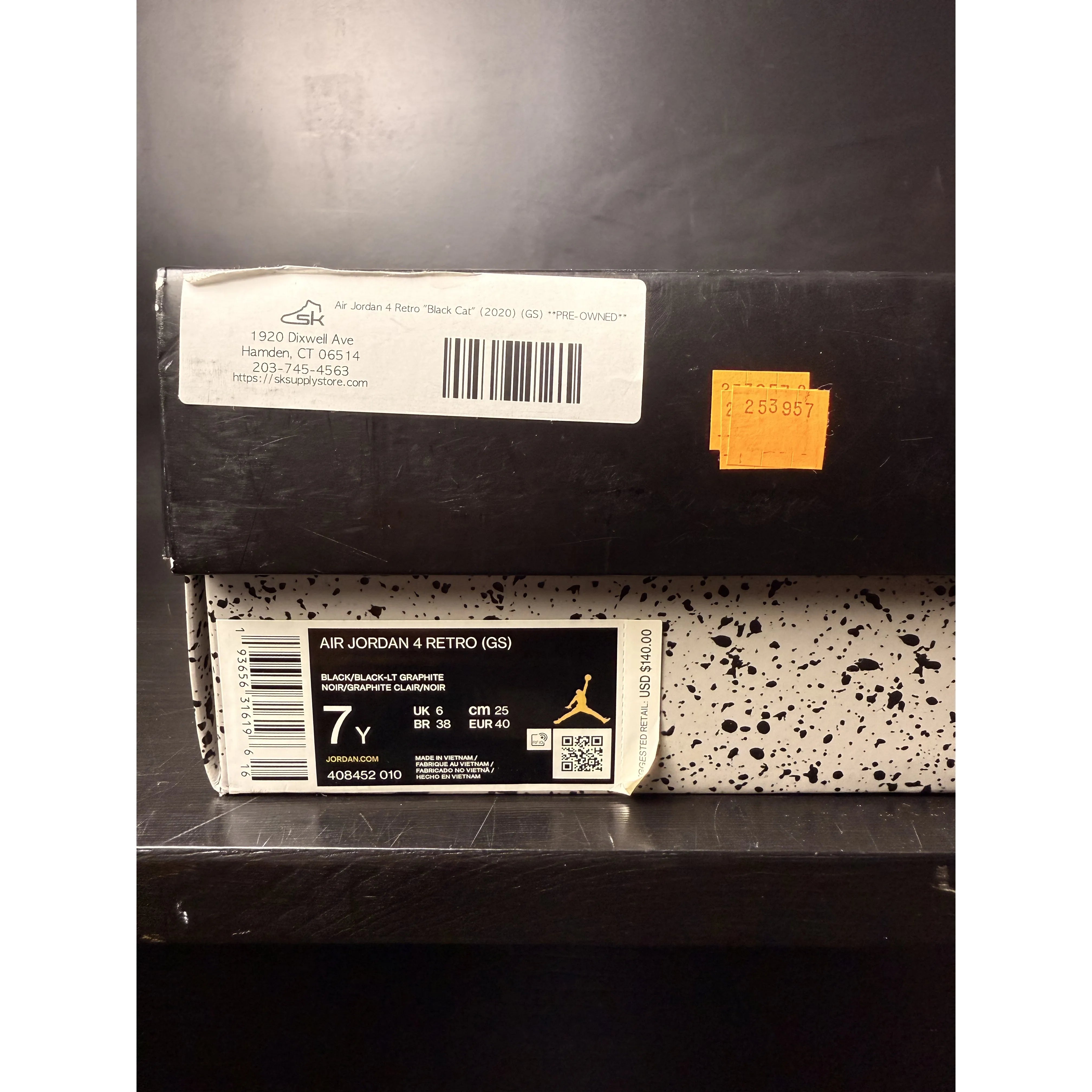 Air Jordan 4 Retro "Black Cat" (2020) (GS) **PRE-OWNED**