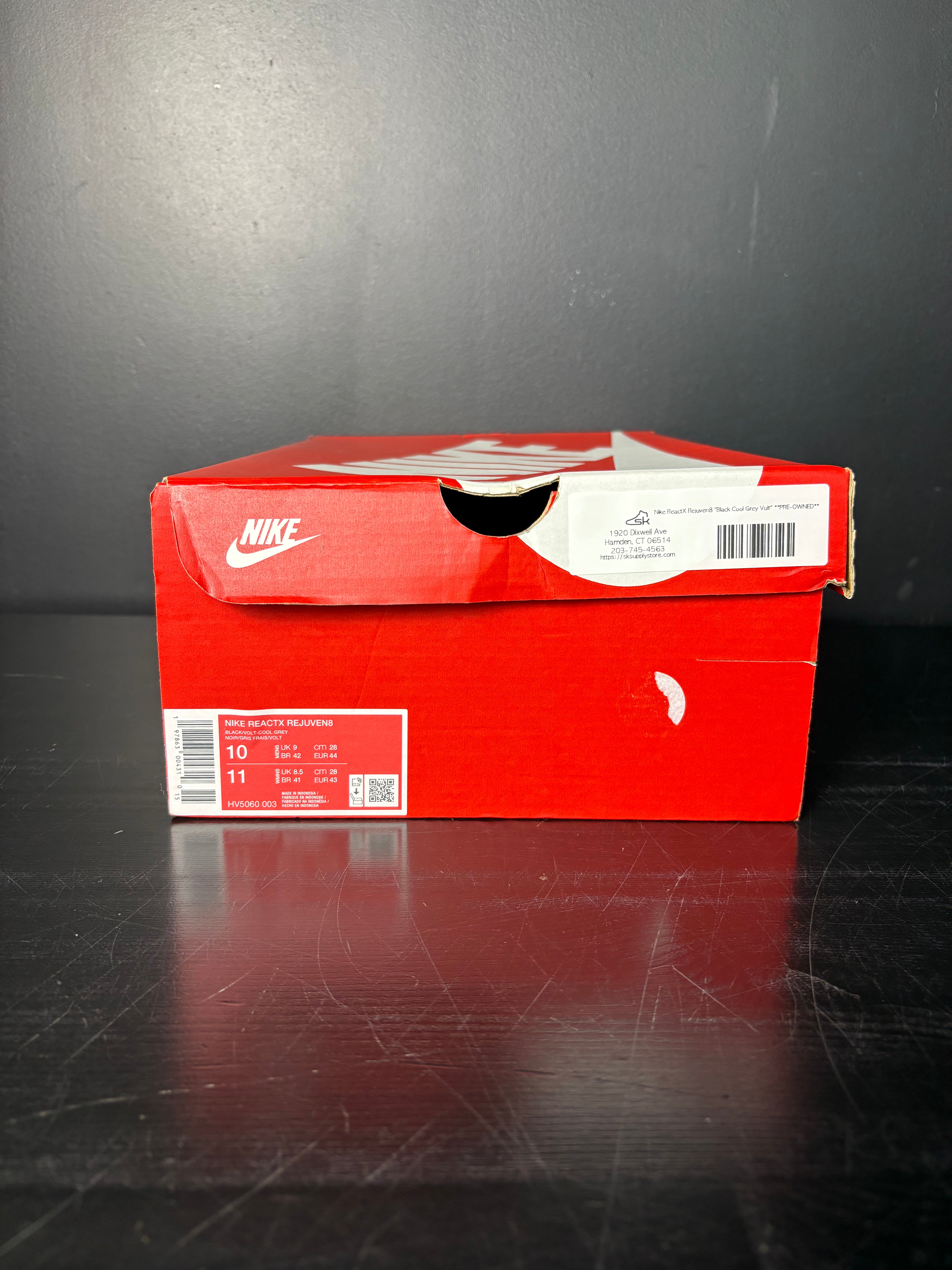 Nike ReactX Rejuven8 "Black Cool Grey Volt" **PRE-OWNED**