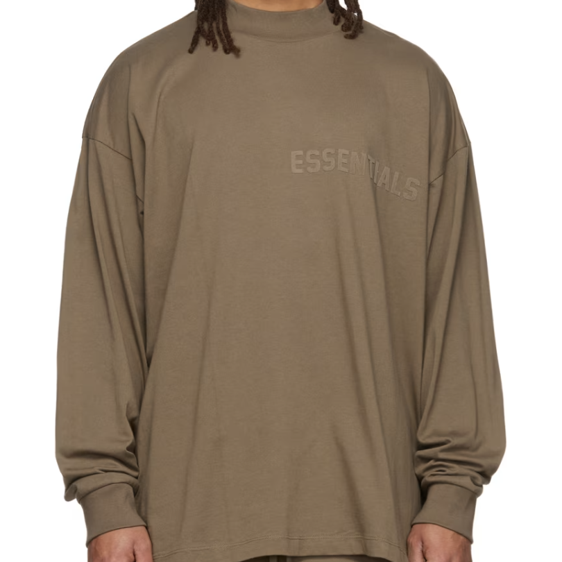 Fear of God ESSENTIALS "Brown Flocked" Long Sleeve T-Shirt