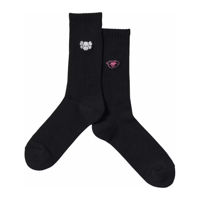 KAWS + Warhol Socks "Kaws Face" (Black)
