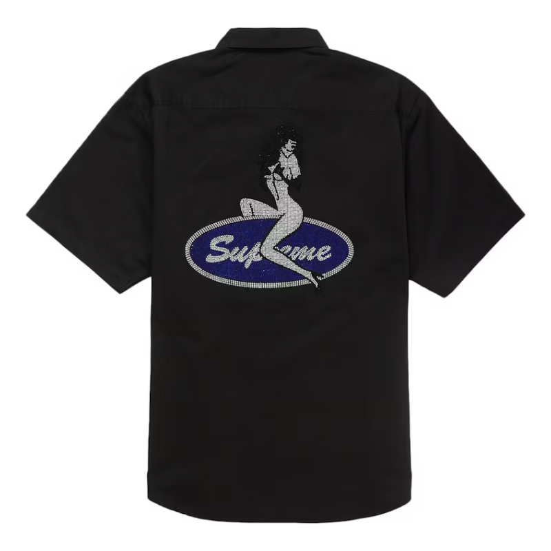 Supreme Rhinestone "Pin Up" S/S Work Shirt (Black)