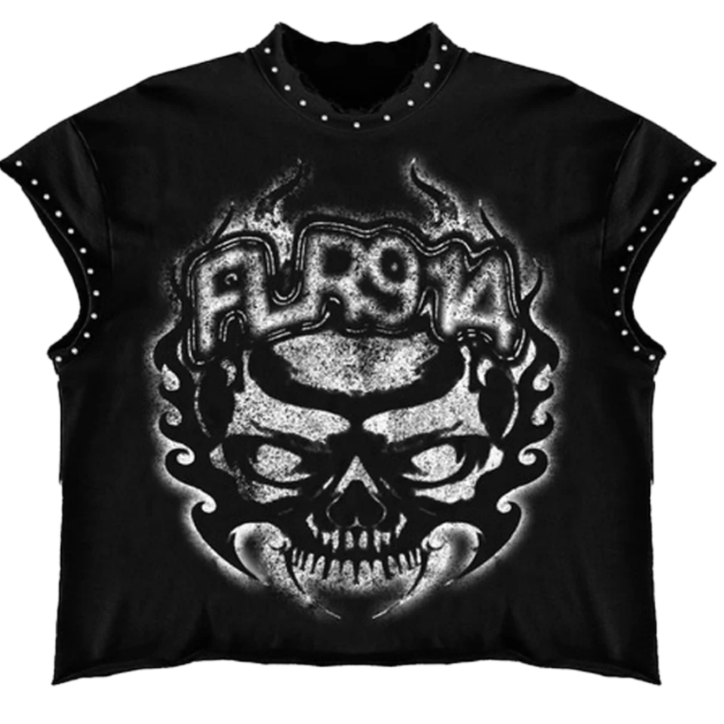 Floor 914 "Skull Inferno" Cutoff T-Shirt (Black)