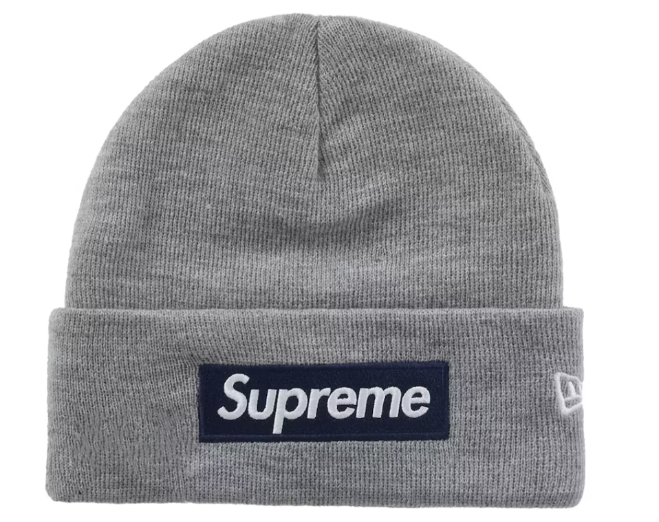 Supreme x New Era "Box Logo" Beanie (FW25) (Heather Grey)