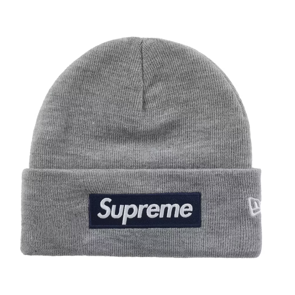 Supreme x New Era "Box Logo" Beanie (FW25) (Heather Grey)