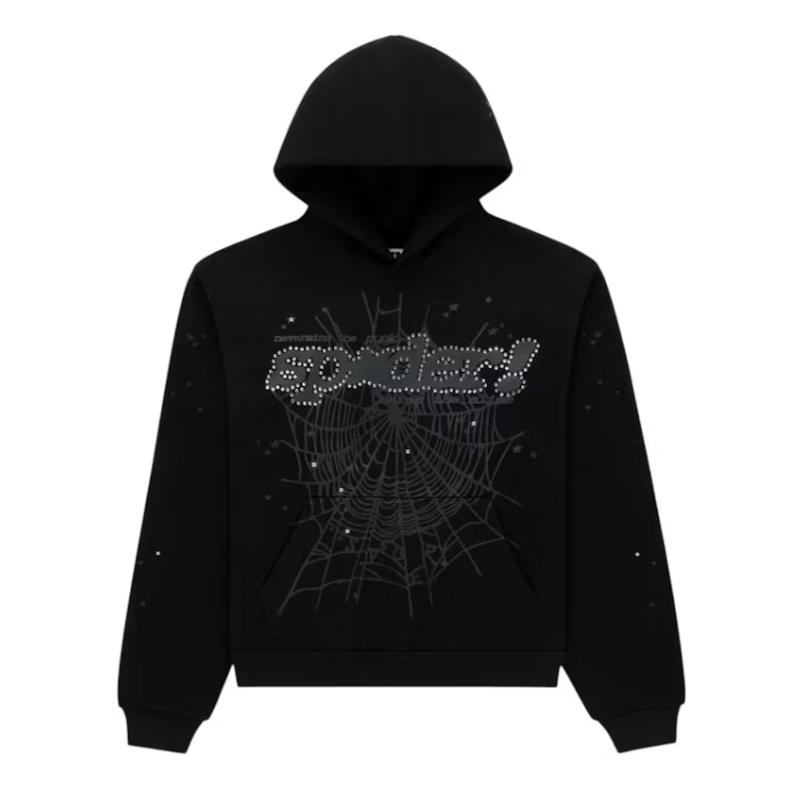 Sp5der Rhinestone "Punk V2" Hoodie (Black)