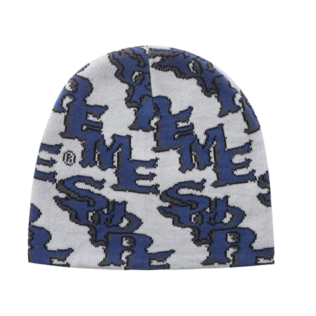 Supreme "Slanted Gothic Outline Beanie" (White/Blue)
