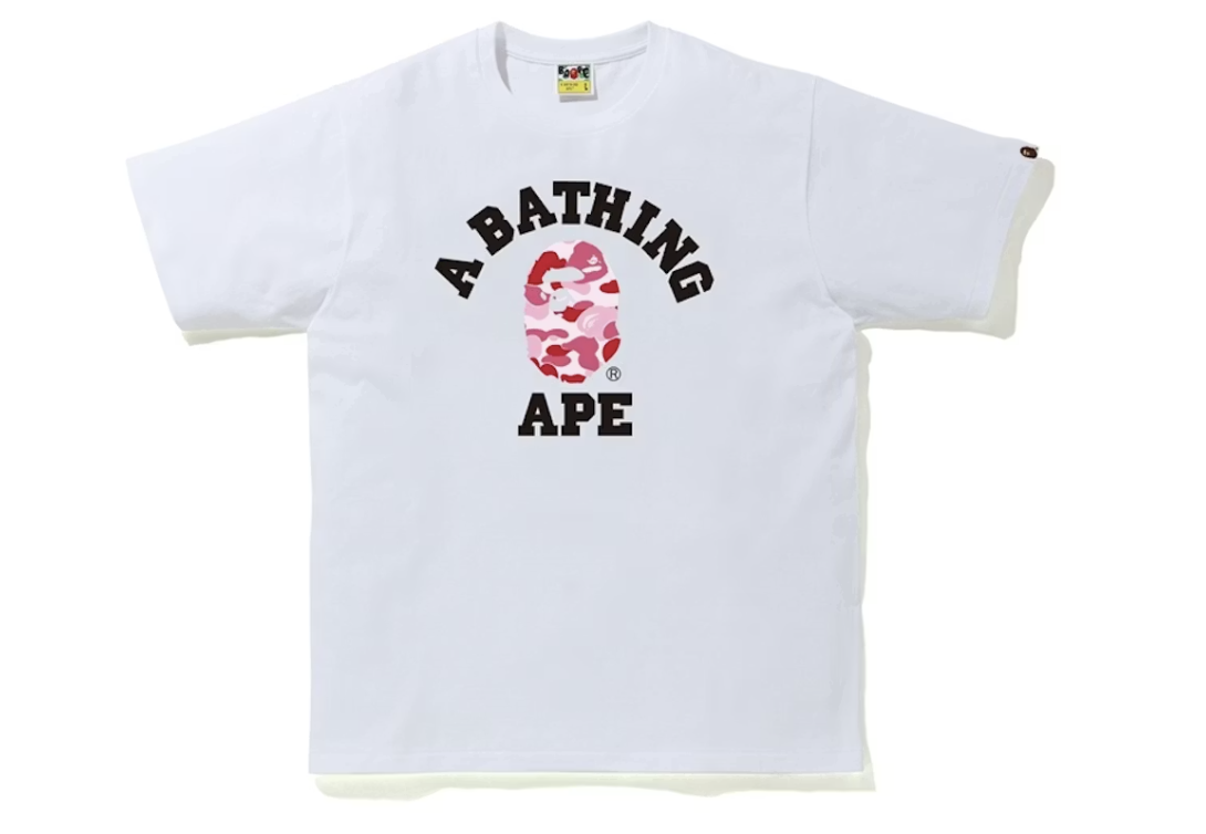 BAPE ABC Camo "College Tee" (White/Pink)