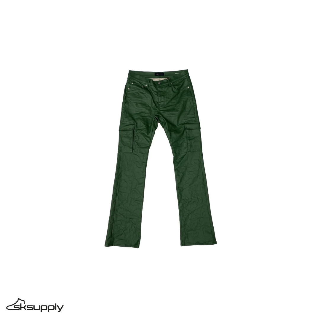 Purple Brand "Patent Film" Cargo Flare Jeans