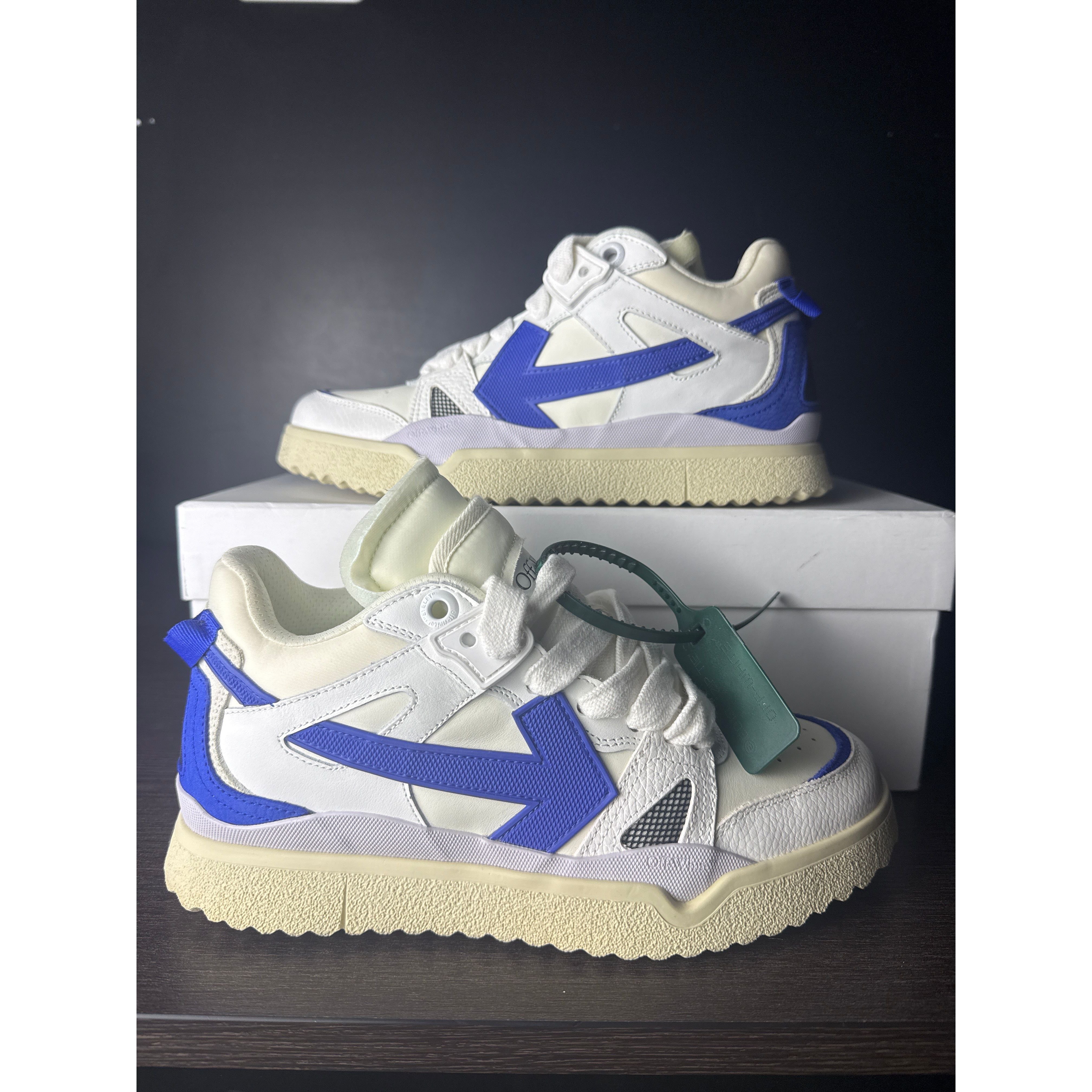 OFF-WHITE Sponge Mid Top "White Blue" **PRE-OWNED**