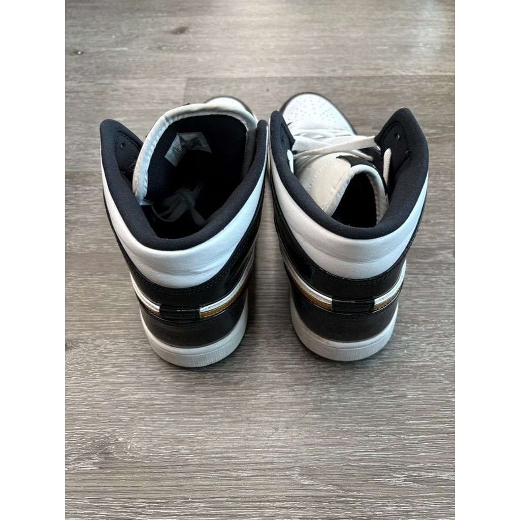 Air Jordan 1 Mid "Patent Black White Gold" **PRE-OWNED**