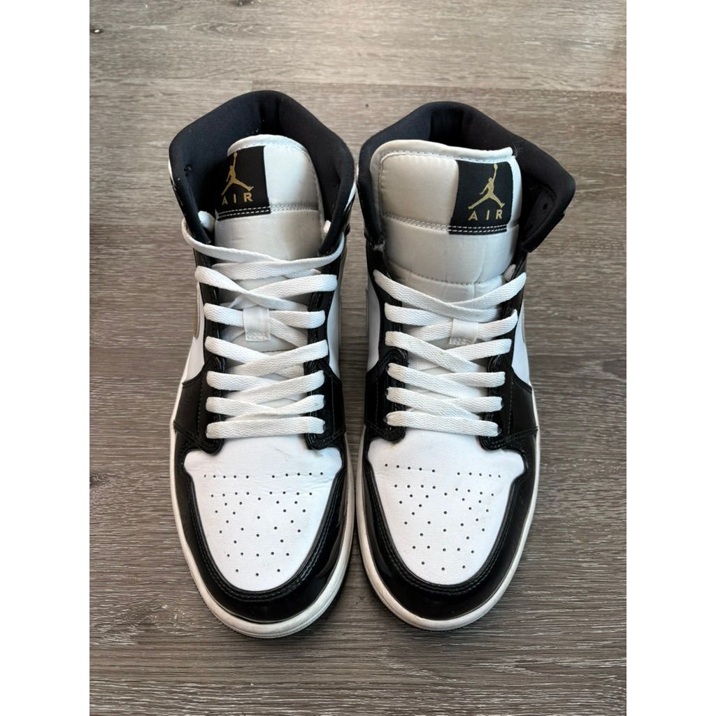 Air Jordan 1 Mid "Patent Black White Gold" **PRE-OWNED**