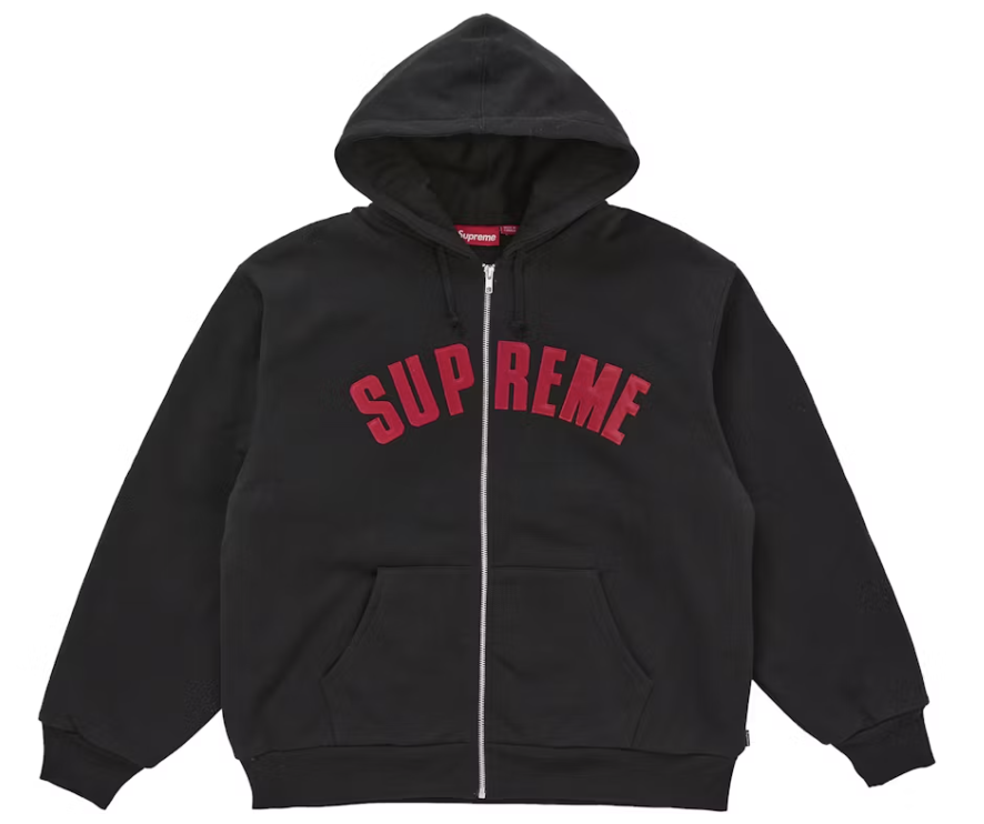 Supreme "Arc" Thermal Lined Zip Up Hooded Sweatshirt (Black)