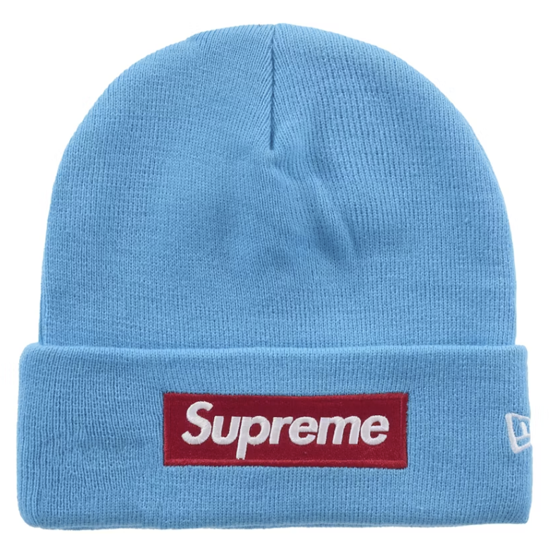Supreme x New Era "Box Logo" Beanie (FW25) (Cyan)