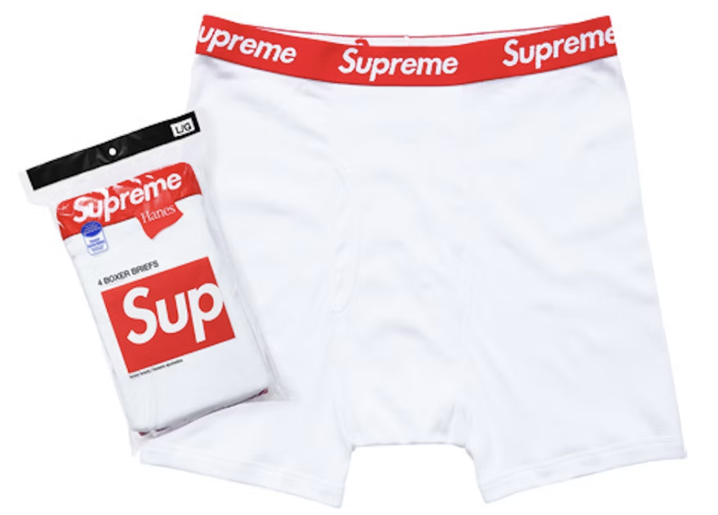 Supreme x Hanes Boxer Briefs (4 Pack) (White)