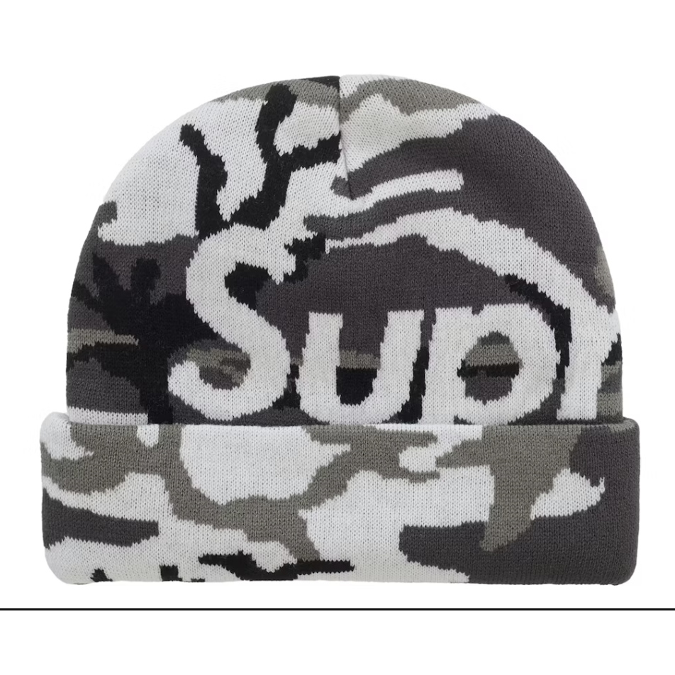 Supreme Camo "Big Logo" Beanie (Snow Camo)