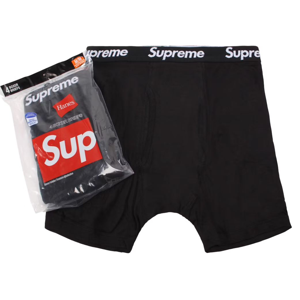 Supreme x Hanes "Boxer Briefs" (4 Pack) (Black)