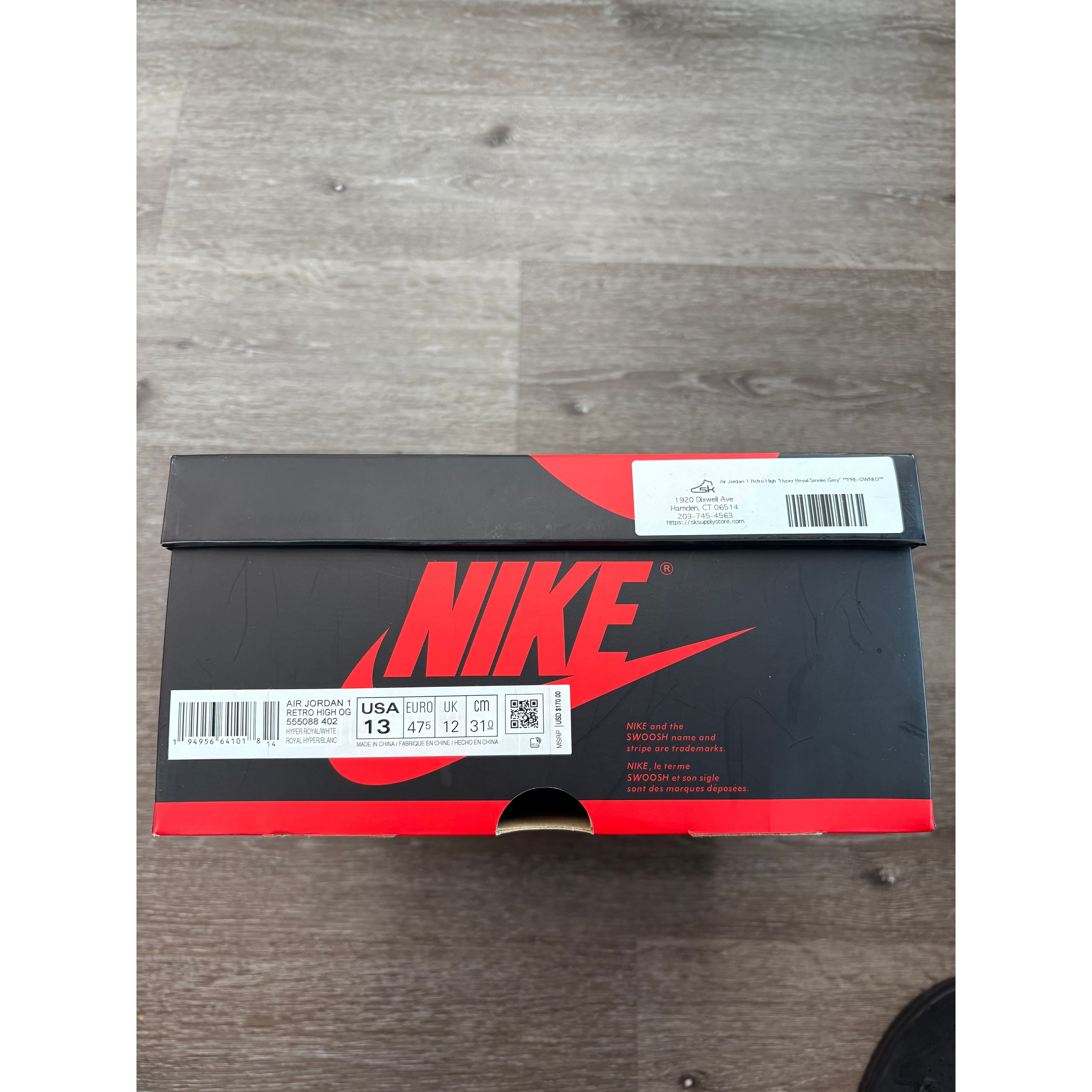 Air Jordan 1 Retro High "Hyper Royal Smoke Grey" **PRE-OWNED**