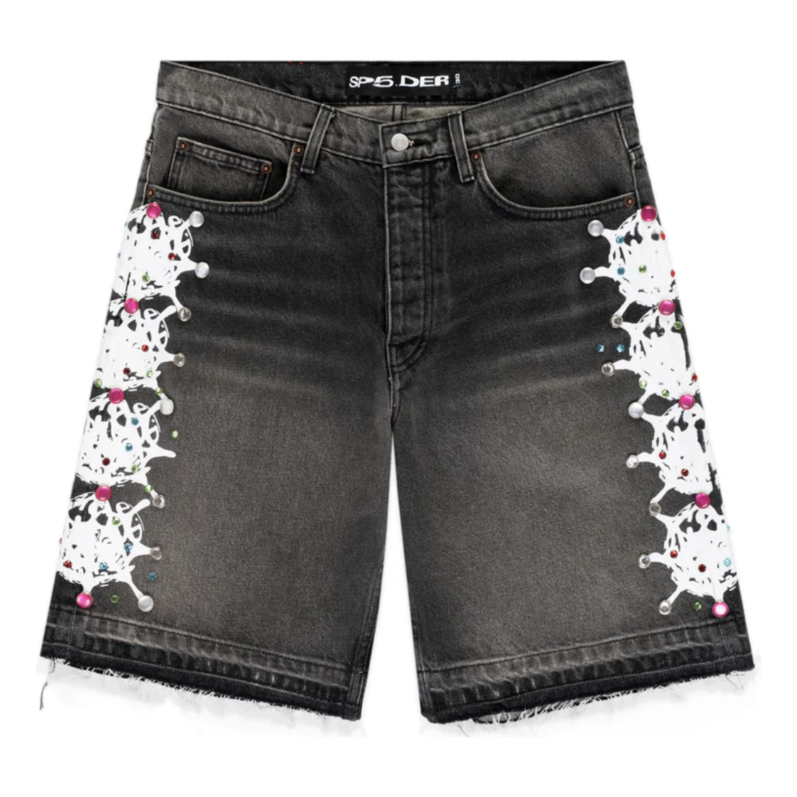 Sp5der "Web Stone" Denim Shorts (Black)