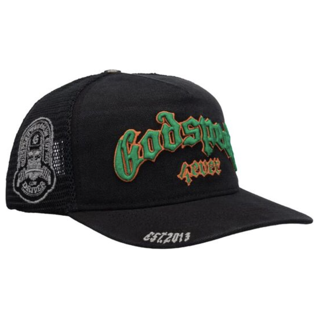 Godspeed Vintage "4EVER" Trucker Hat  (Black/Green/Orange )