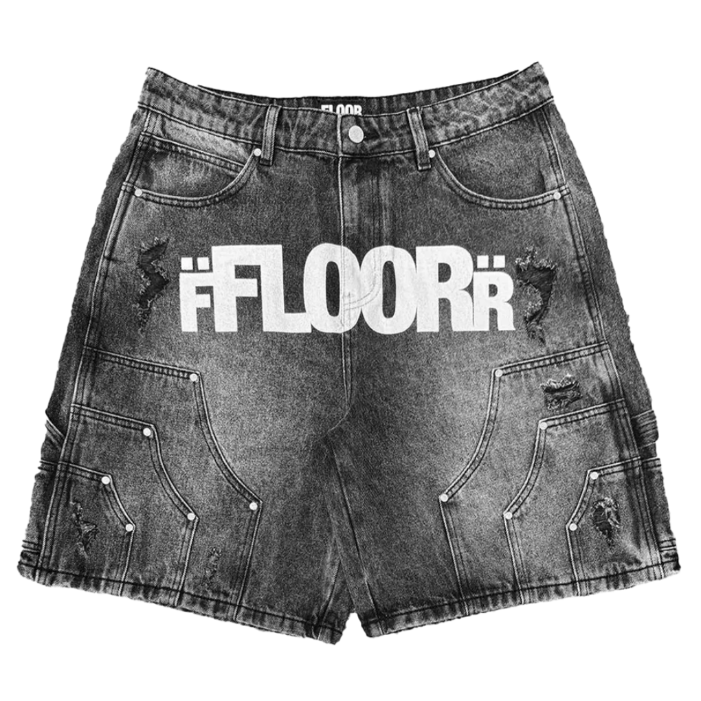 Floor 914 Black Wash "Uniform" Jorts (Black)