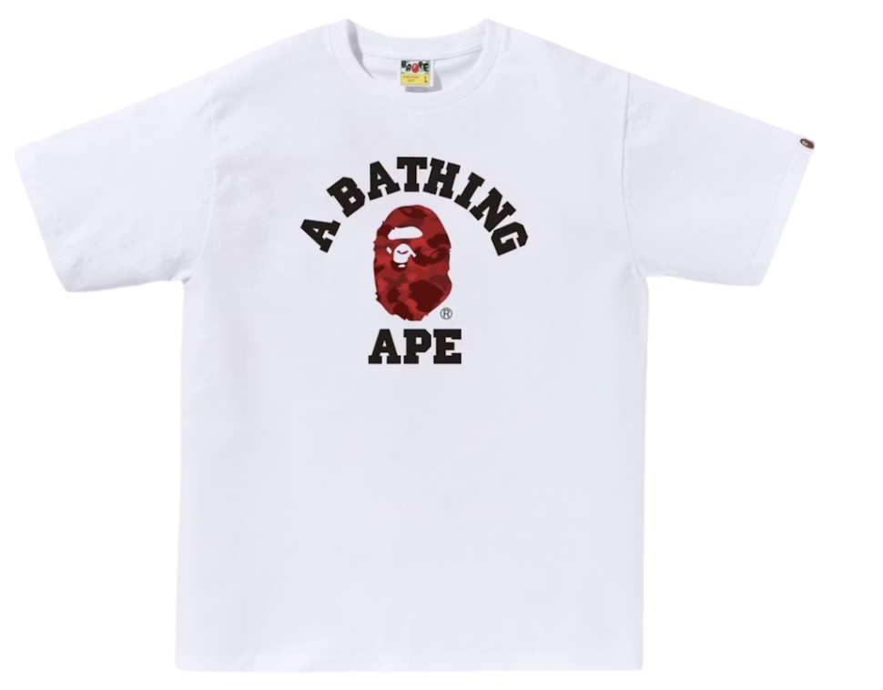 BAPE Color Camo College Tee (White/Red)