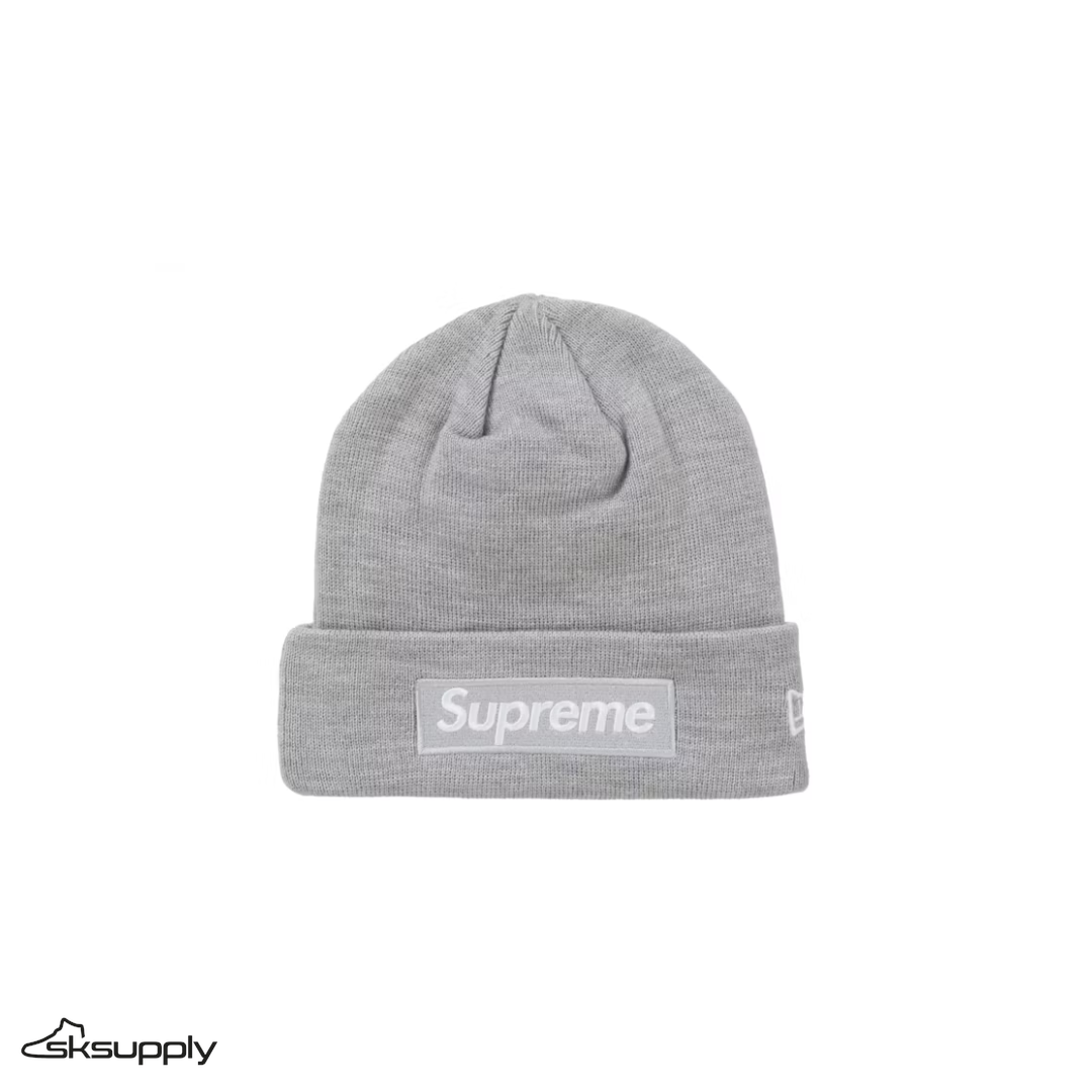 Supreme x New Era "Box Logo" Beanie (FW24) (Heather Grey)