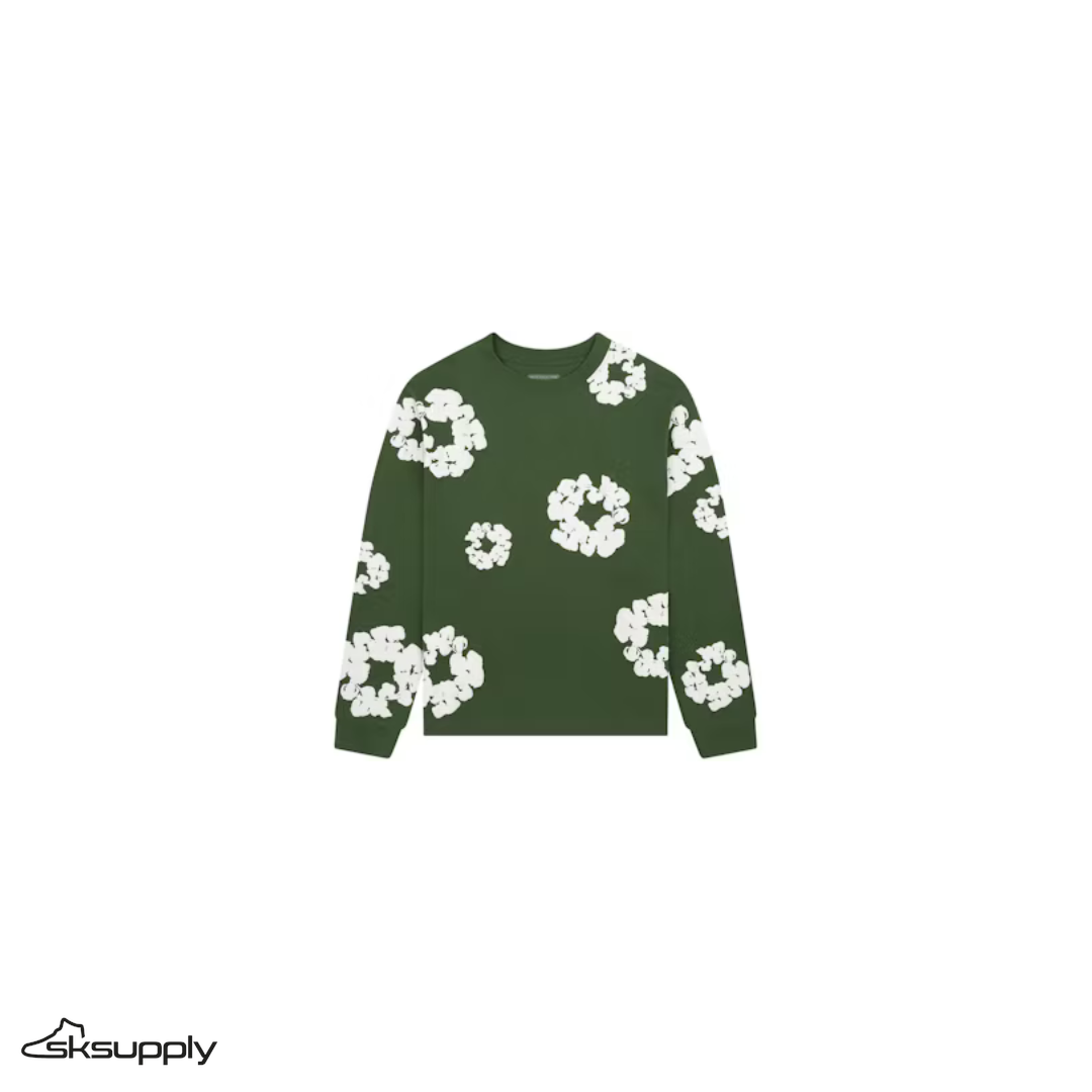 Denim Tears Long Sleeve "Cotton Wreath" T-shirt (Green)