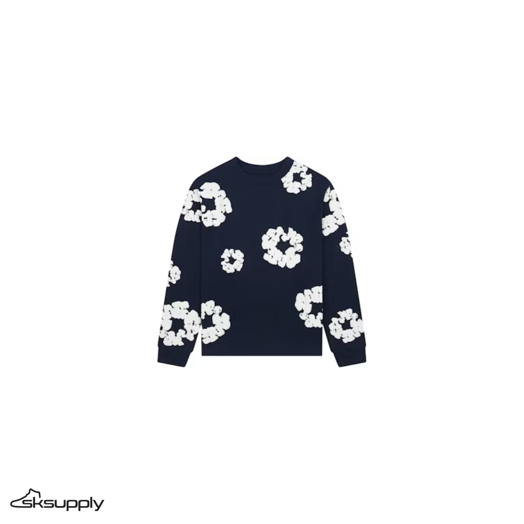 Denim Tears Long Sleeve "Cotton Wreath" T-shirt (Navy)