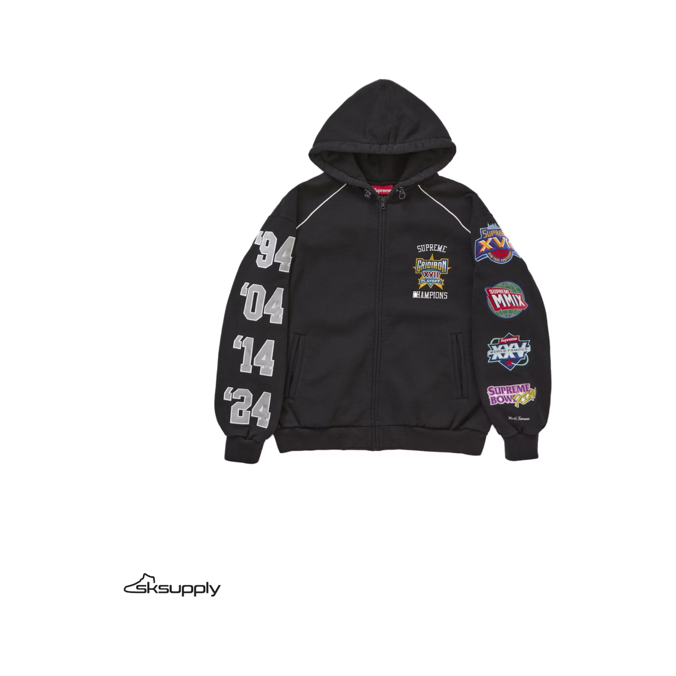 Supreme "Playoffs" Zip Up Hooded Sweatshirt (Black)