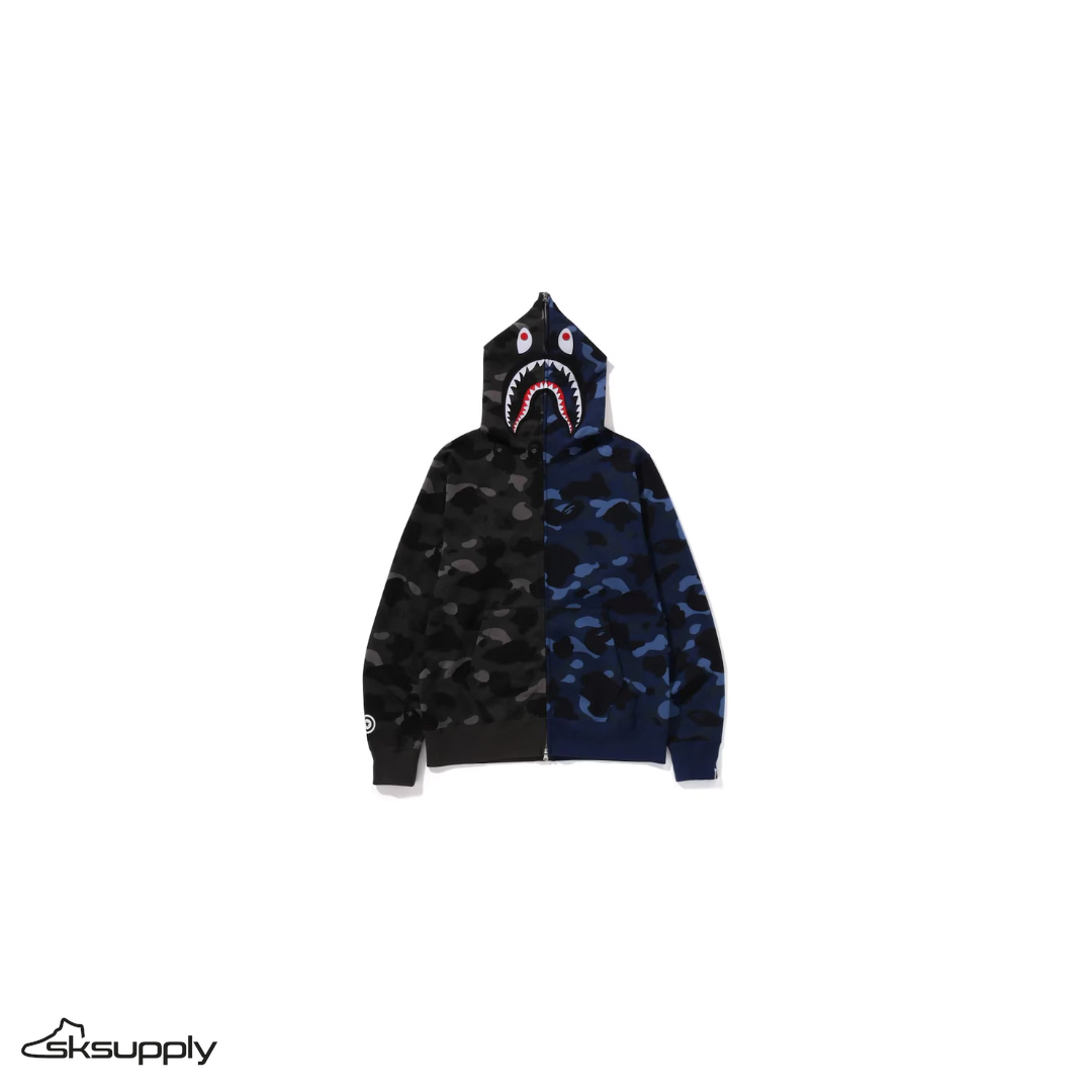BAPE Color Camo "Separate Shark" FZ Hoodie (BLACK/BLUE)