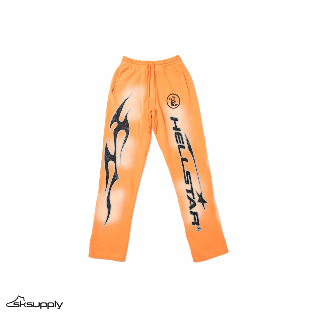 Hellstar "Fire Orange" Flare Bottom Sweatpants Orange Dye